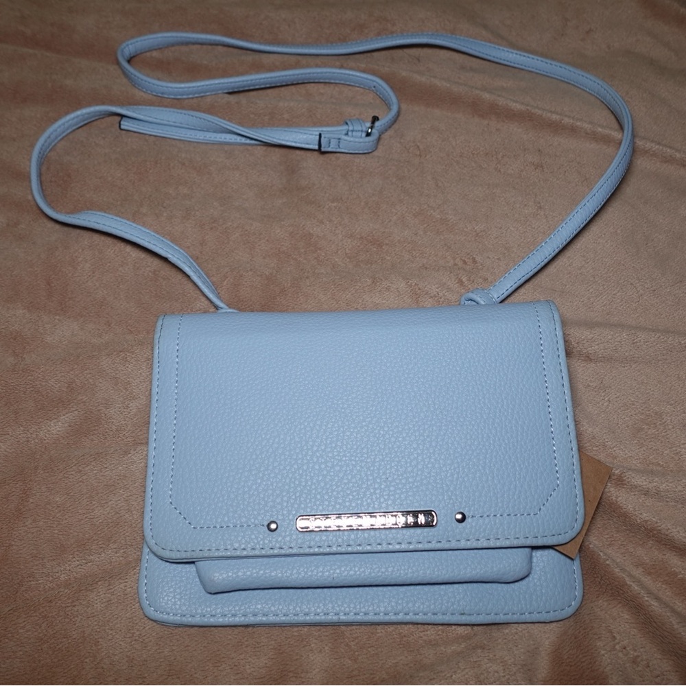 Steve Madden Light Blue Pebbled faux Crossbody Shoulder Bag